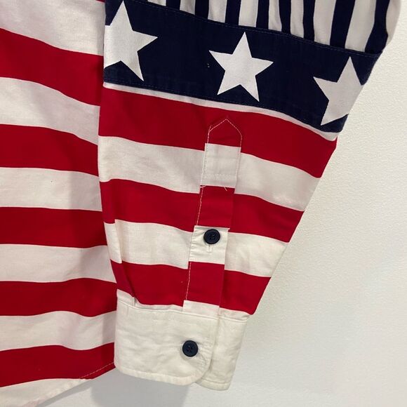 Vintage Panhandle Slim American Flag Western Style Button Down Shirt Size Large - Picture 6 of 12